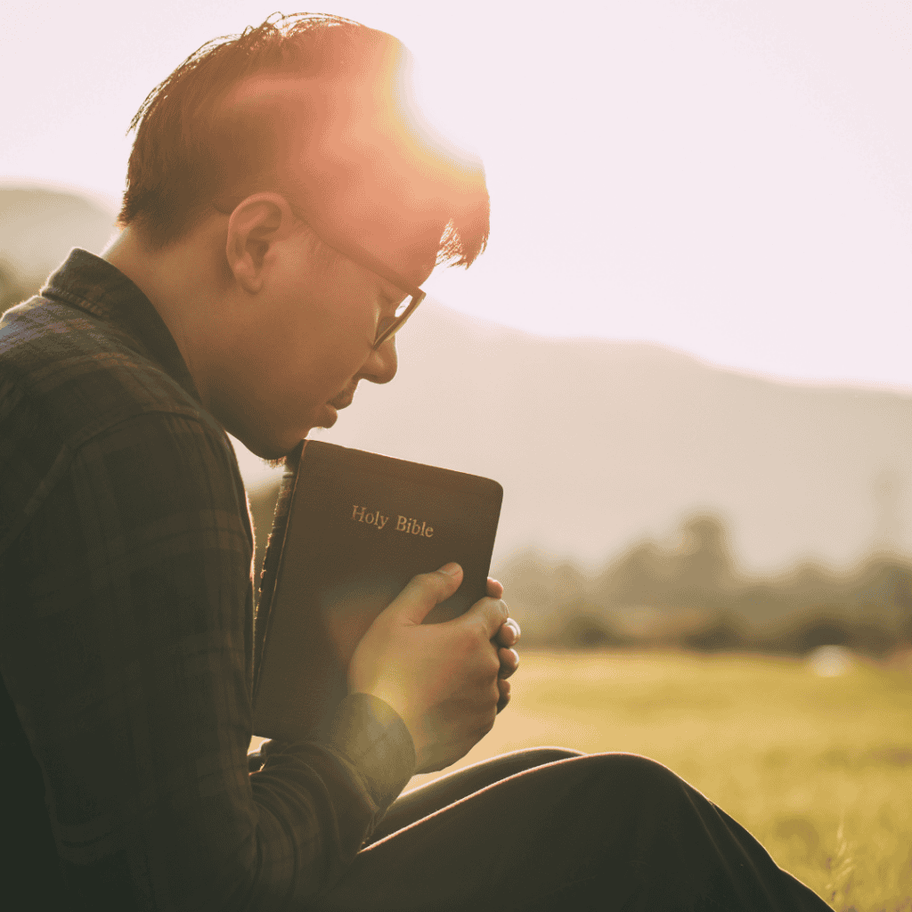 man with bible (heaven or hell)